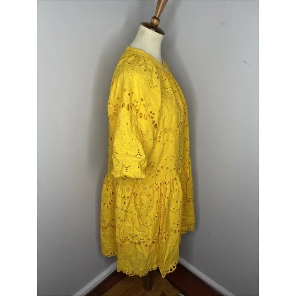 By Anthropologie Yellow Tallulah Eyelet Mini Dress XL - Picture 4 of 9